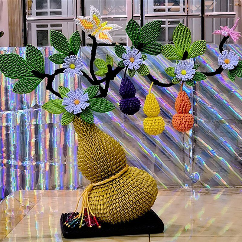 三角插/手工折纸/DIY/材料包/成品/学生作业/葫芦工艺品/福禄满园