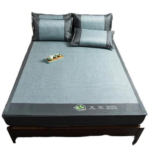 2023艾草双面印尼藤席三件套可水洗夏天冰丝凉席子单人宿舍二件套