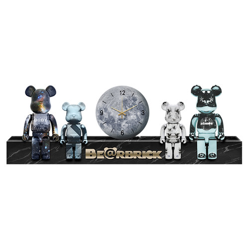 现代轻奢客厅装饰画led灯画高档静音钟表画暴力熊沙发背景墙挂画