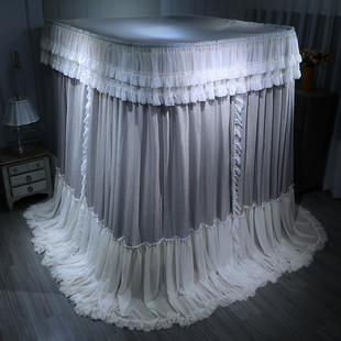 遮光防尘顶U型导轨蚊帐床帘一体式 家用1.8m床公主风三开门1.5床幔