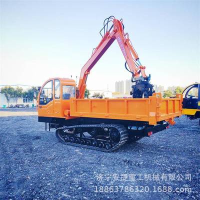 盘旋山路履带随车抓8t爬山虎加装抓木机退林还耕抓木运输一体车