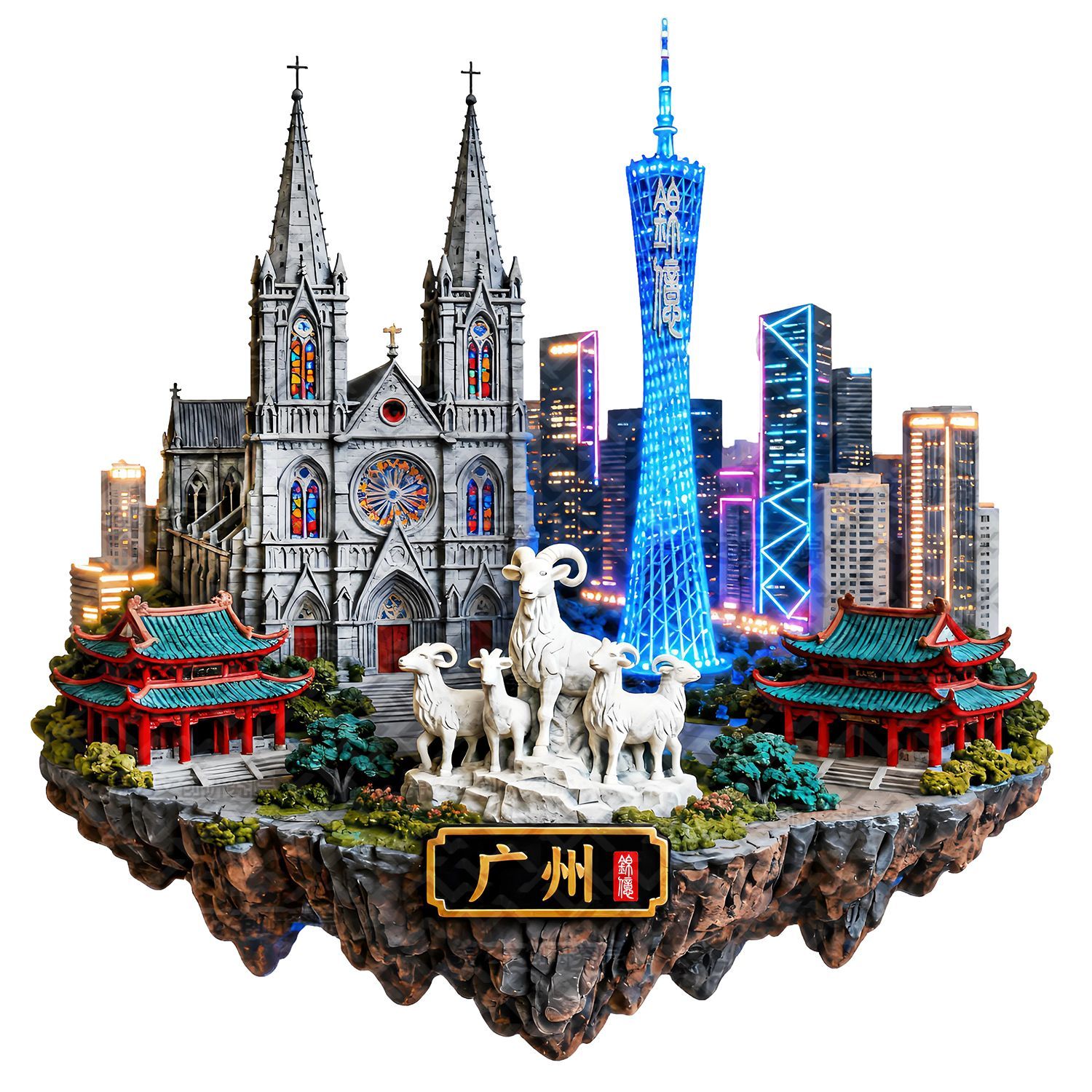 广州地标建筑金属创意装饰贴