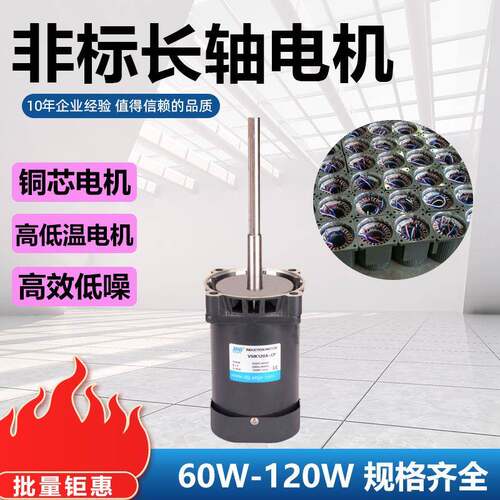 长轴电机60W90W120W200W单相220V耐高温低温电机交流微型长轴马达