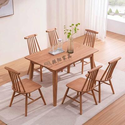简约实木餐桌伸缩折叠方圆两用南洋白橡木跳台饭桌椅子小户型方桌