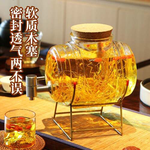 泡酒玻璃瓶家用加厚带龙头人参泡酒桶密封酒坛子分装