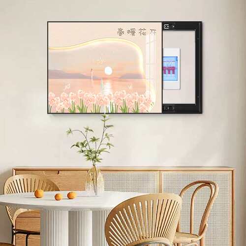 奶油风电表箱装饰画多媒体配电箱免打孔壁画弱电箱开关盒遮挡挂画