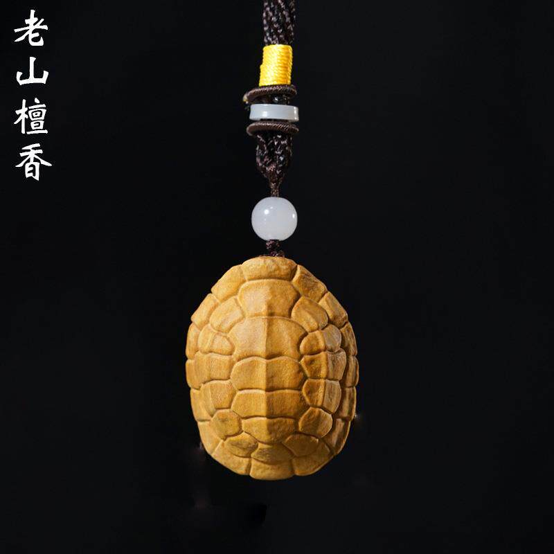 印度老山檀香木雕富甲天下文玩手把件雕刻工艺品随身挂件龟壳摆件