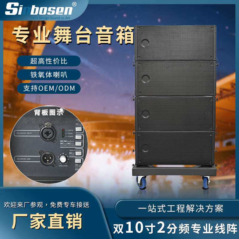 双10寸线阵音箱专业舞台有源演出音响户外路演轻便塑料复合箱体