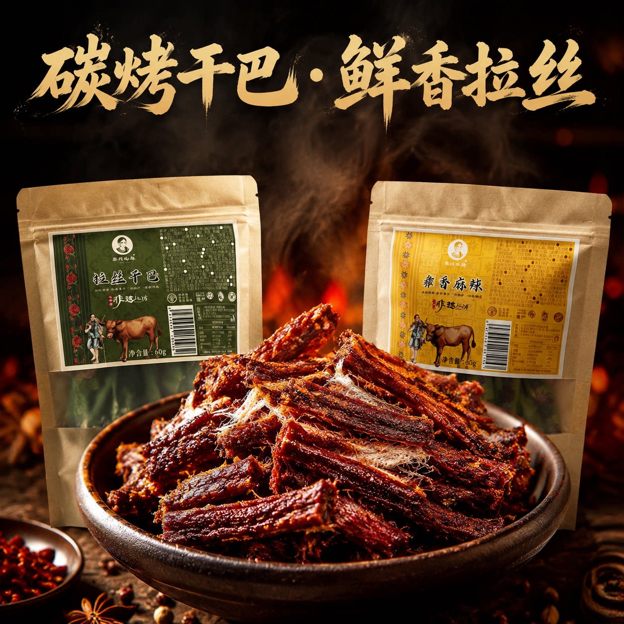 李氏牛牛云南特产新鲜碳烤风干牛肉干小锤干巴办公室解馋小吃零食