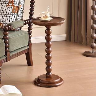 法式复古实木角几小户型客厅沙发边几可移动简约圆形茶几小桌子