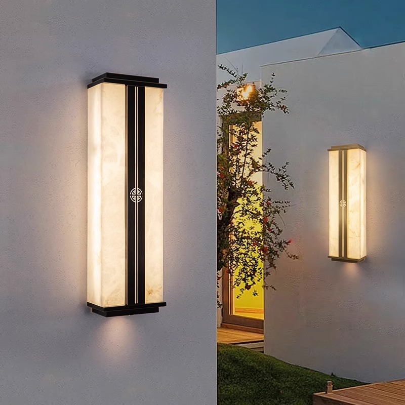 新中式全铜壁灯天然云石