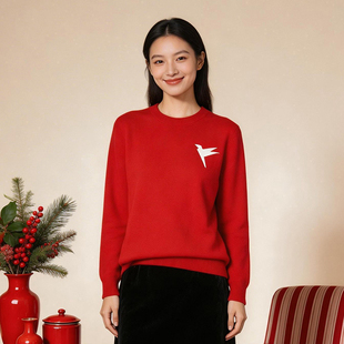【小鹤鹤】羊绒衫毛衣衣服秋冬女款成人套头长袖宽松型针织衫常规