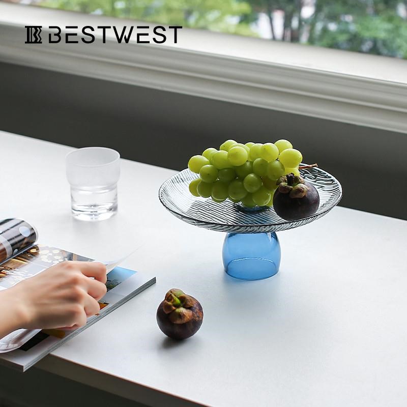 水果盘玻璃果盘家居高档盘子糖果摆件家用客厅茶几轻奢高级感供盘
