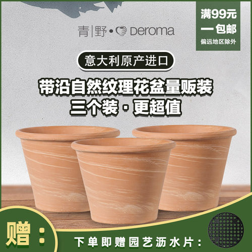 青肉der气ma帝罗马红陶花盆陶土盆套装大小带托盘透o香草多野植物