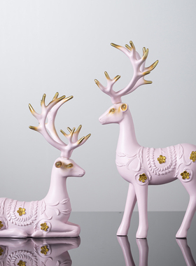 创意轻奢招财麋鹿摆件装饰品家居客厅电视柜酒柜小摆设办公室桌面
