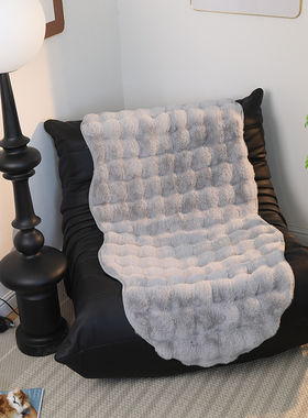 秋冬毛绒椅子垫坐垫毛毛虫沙发椅子坐F垫靠背一体加厚保暖灰色毛