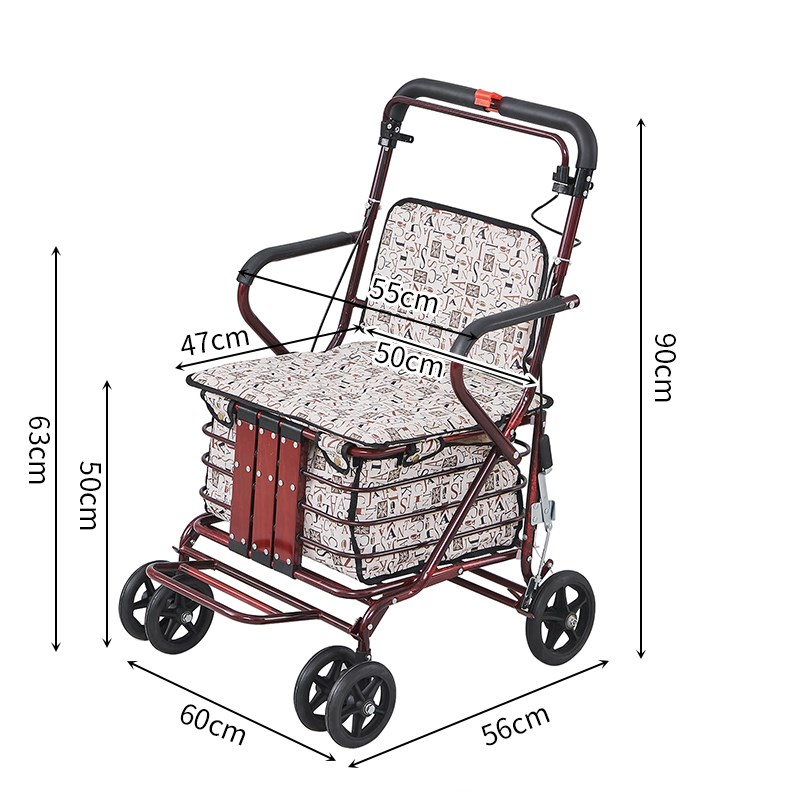 老年购物车可坐折叠老人w买菜手推车经典大扶手怡德复古风