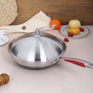 不锈钢锅盖全钢家用加高炒菜锅u铁锅盖子平底锅盖30CM32cm特厚锅