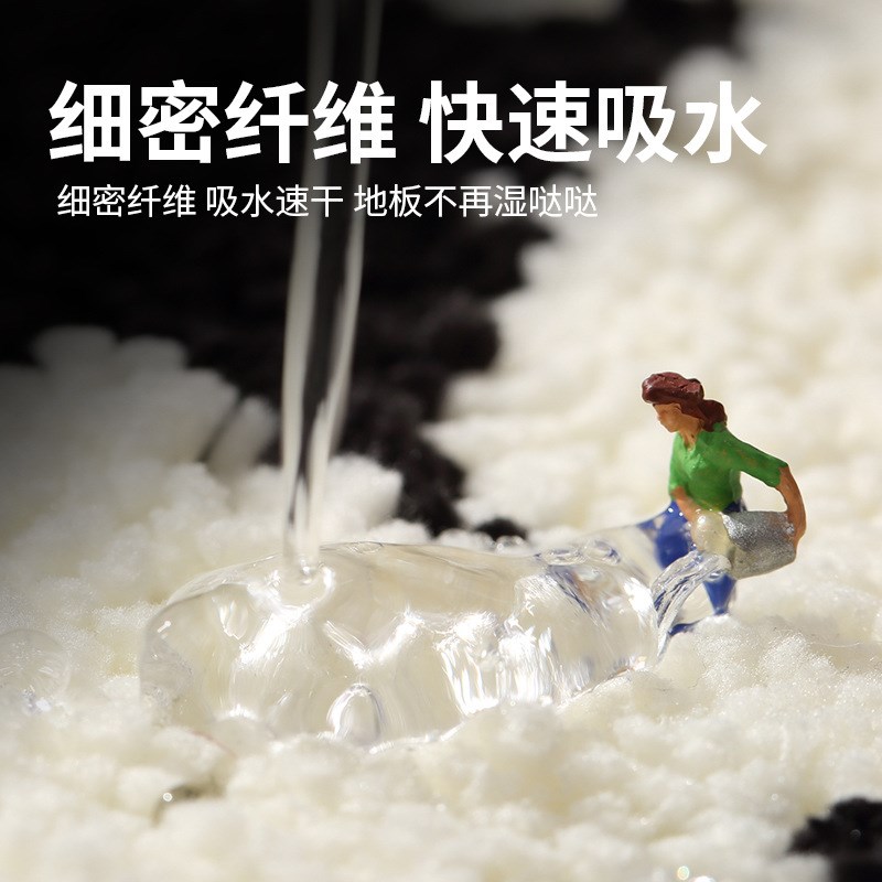 小花加厚毛绒浴室吸水防滑地垫家用卧室门口阳台S垫子软地毯入户