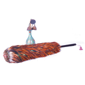 红宝坊乌木把真鸡毛掸子除尘家用鸡毛禅子扫灰不掉毛纯手工加长型