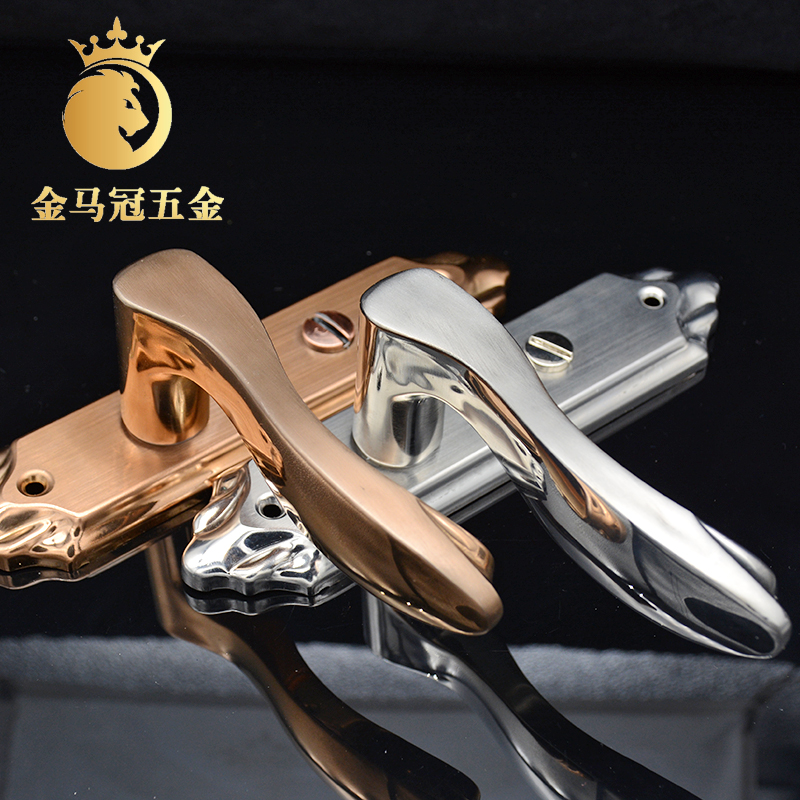 卫生间门锁无钥匙洗手间铝合金通用型厕所不锈钢浴室门锁把手单舌