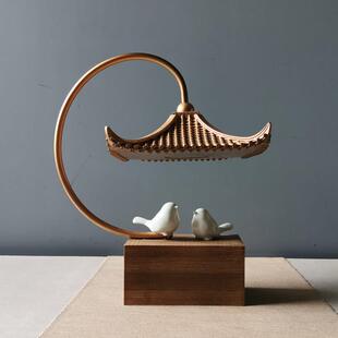 新中式金属铁艺房屋牌坊工艺品摆件酒店装饰品样板房软装家居摆件