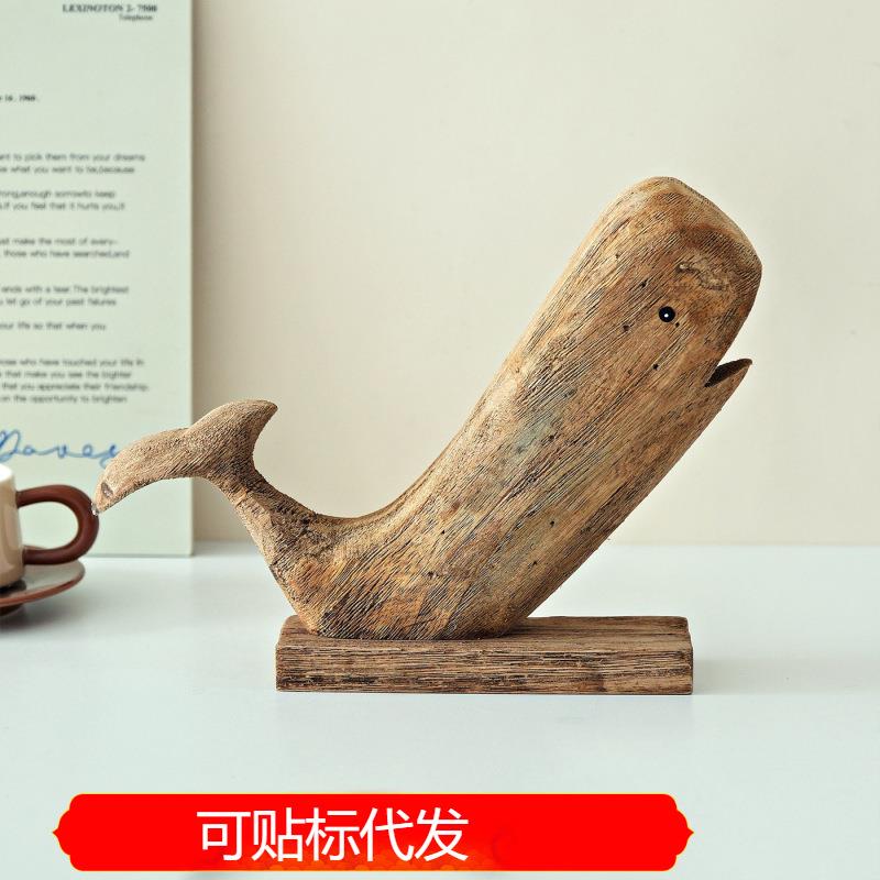 手工雕刻海洋霸主创意大鲸鱼木鱼旅游文创可爱动物巨齿鲸木质摆件