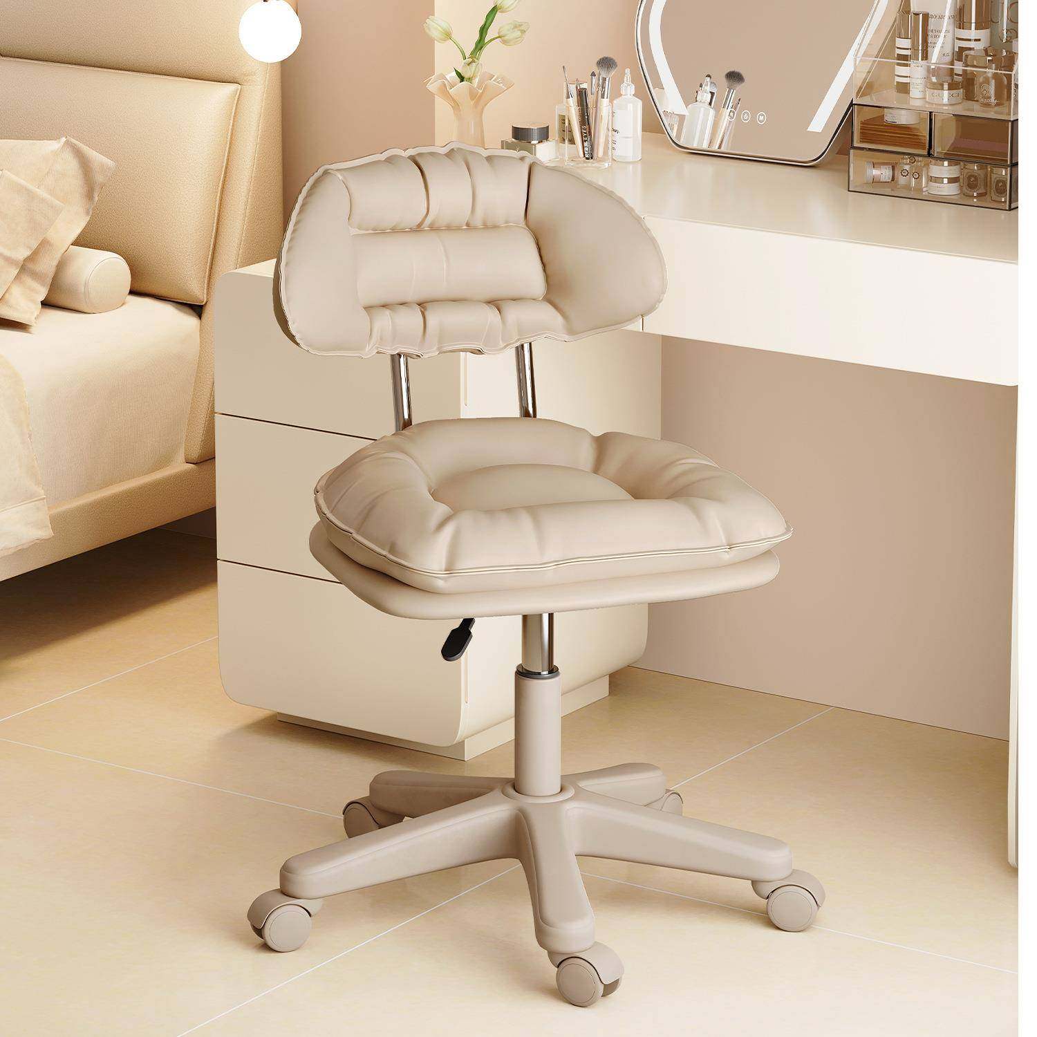 化妆椅子轻奢高级梳妆台椅子女生卧室家用靠背美甲椅子奶油风凳子,鲜花速递/花卉仿真/绿植园艺,割草机/草坪机,淘宝优惠券,粉丝福利购,淘宝优惠卷