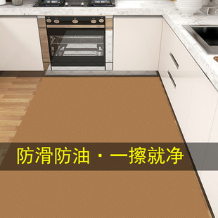 厨房地垫土黄色大面积整铺皮革脚垫防油防水防滑入户门地毯免洗