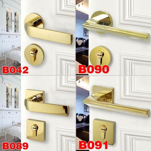 磁吸门锁室内卧室房门锁家用pvd金色小鸟别墅双开实木门分体锁具