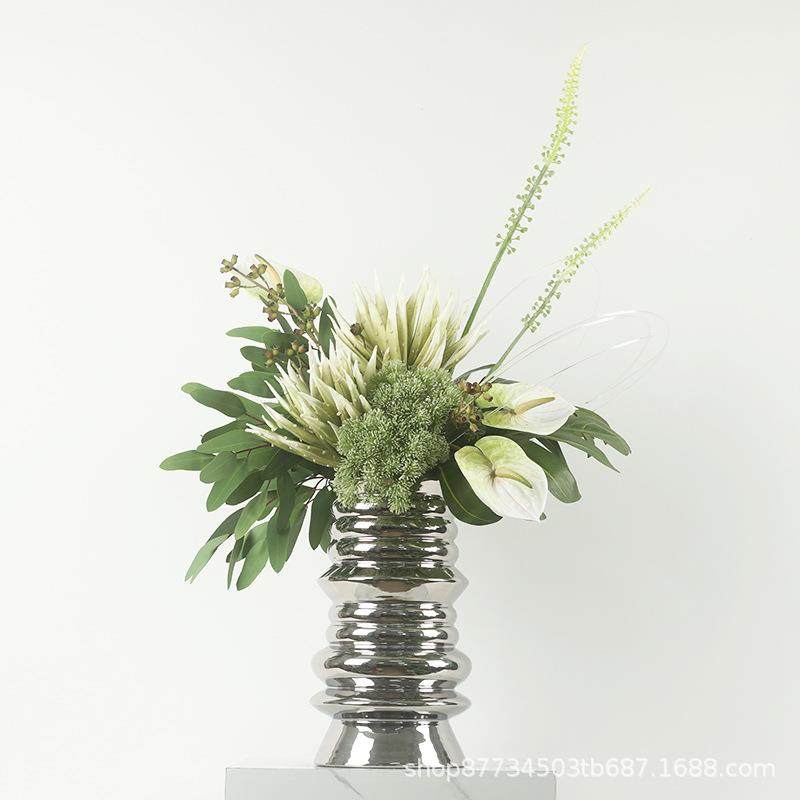 现代绿色仿真花束样板间售楼处花艺摆件客厅餐桌电视柜假花装饰品,特色手工艺,其他特色工艺品,淘宝优惠券,粉丝福利购,淘宝优惠卷