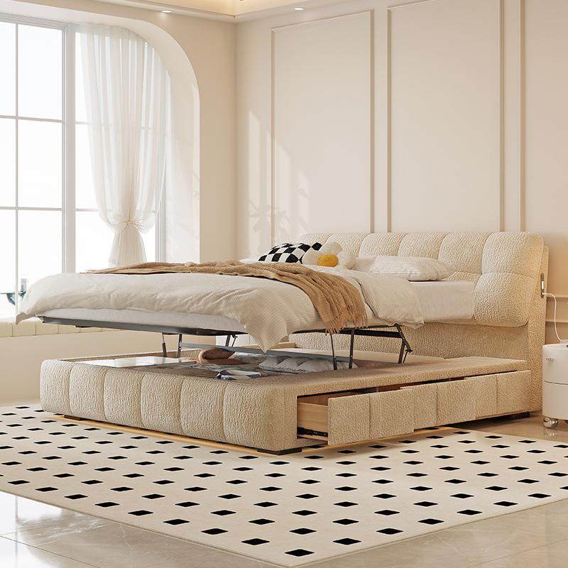 桐语特法式奶油风泡芙床主卧双人抽屉箱体床可充电布艺平移储物床,住宅家具,布艺床,淘宝优惠券,粉丝福利购,淘宝优惠卷