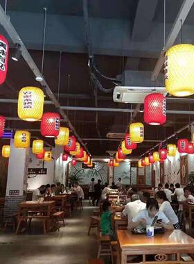 中式竹艺竹编吊灯饭馆餐厅过道火锅店农庄田园藤艺大排挡工程灯笼