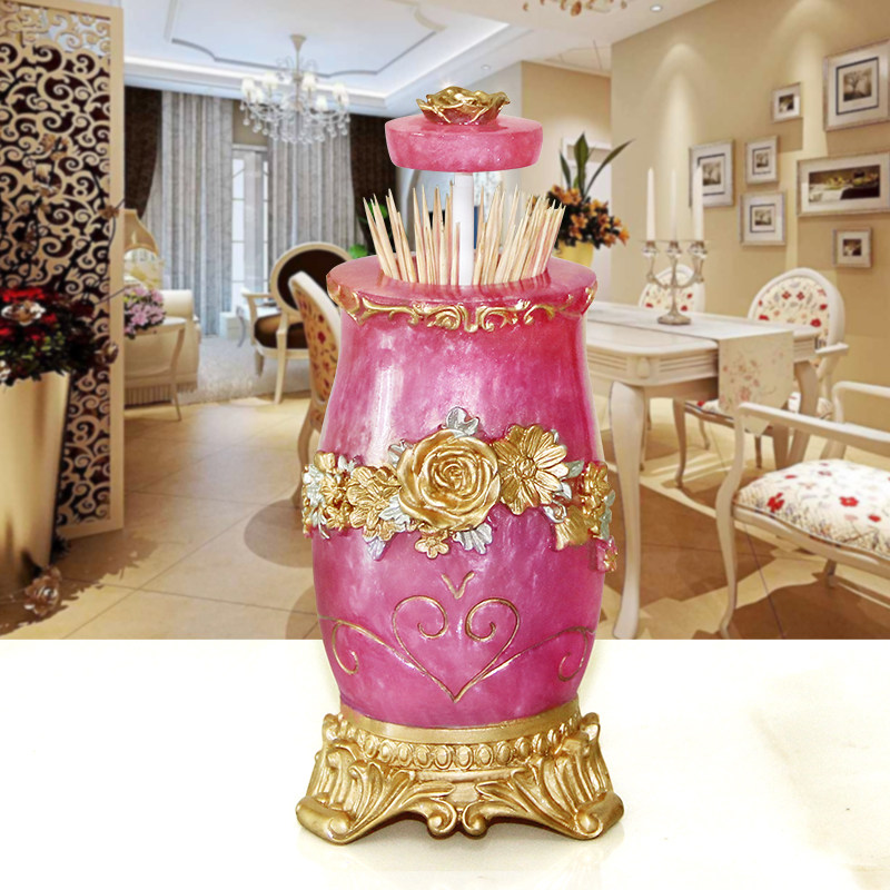 欧式按压牙签盒树脂客厅轻奢创意棉签盒带盖收纳盒家用个性牙签筒,收纳整理,牙签盒,淘宝优惠券,粉丝福利购,淘宝优惠卷