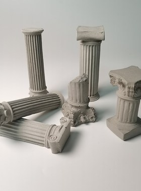 建筑废墟欧式罗马柱水泥混凝土鱼缸造景创意装饰水泥布景桌面摆件