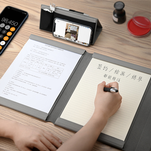 a4文件夹板磁吸扣固定皮资料夹高档销售签约合同夹多功能会议垫板