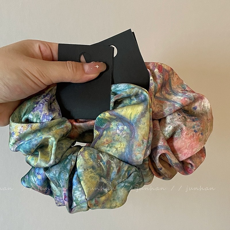 油画系列~法式渐层油画大肠发圈女高级感晕染扎头发皮筋马尾发圈,户外/登山/野营/旅行用品,旅行发卡,淘宝优惠券,粉丝福利购,淘宝优惠卷