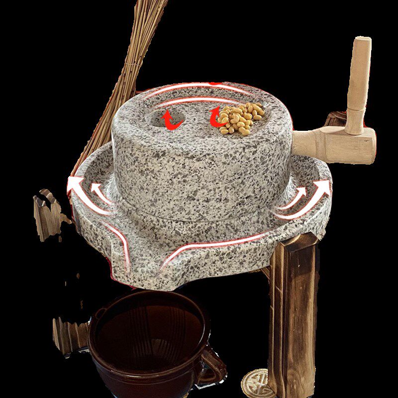 石磨家用石磨麻石石磨小型复古幼儿D园手动推磨老式麻麻石石墨磨