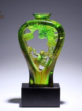 封侯挂印琉璃工艺品瓶子摆件玄关办公室桌摆件领导升迁礼物刻字男