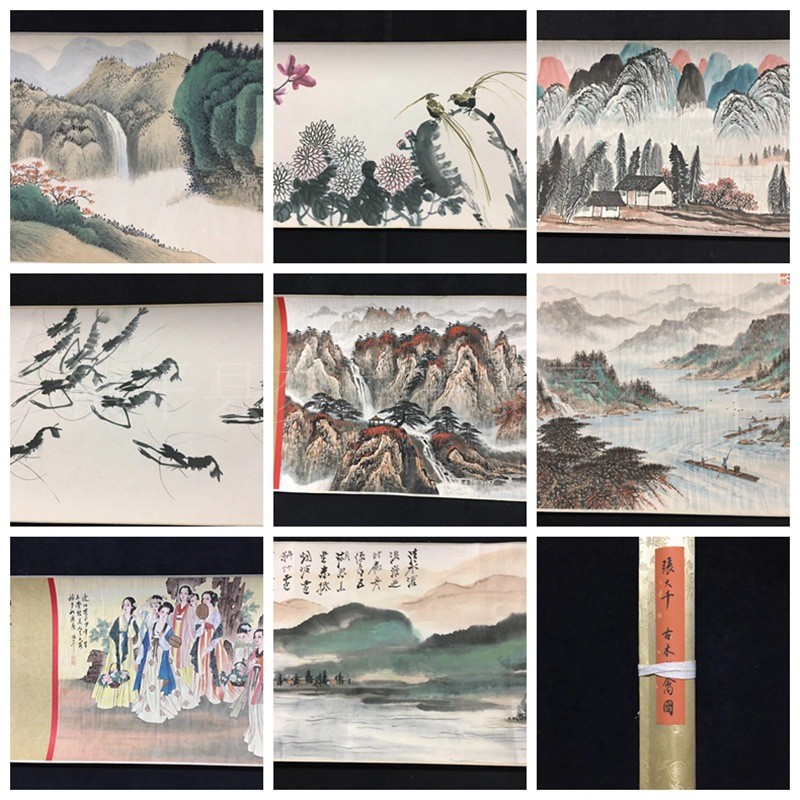 仿古山水动物马十二金钗人物中堂客厅办公室长卷中式国画字挂画