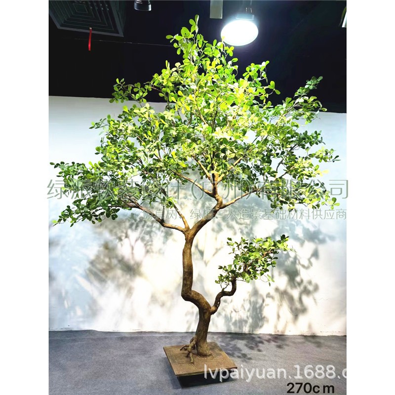 仿真榄仁树盆栽北欧风栀子树假树多瓣叶装饰展厅假花艺配材绿植