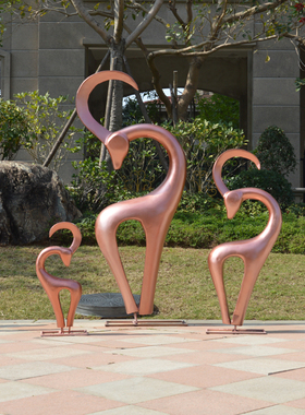 户外花园林玻璃钢铜白抽象鹿小鹿雕E塑商场庭院景观装饰梅花鹿摆