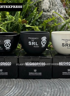 NBHD日式SRL块根陶瓷花盆潮流植物盆龙舌兰布纹球黑王Z丸绿植盆栽