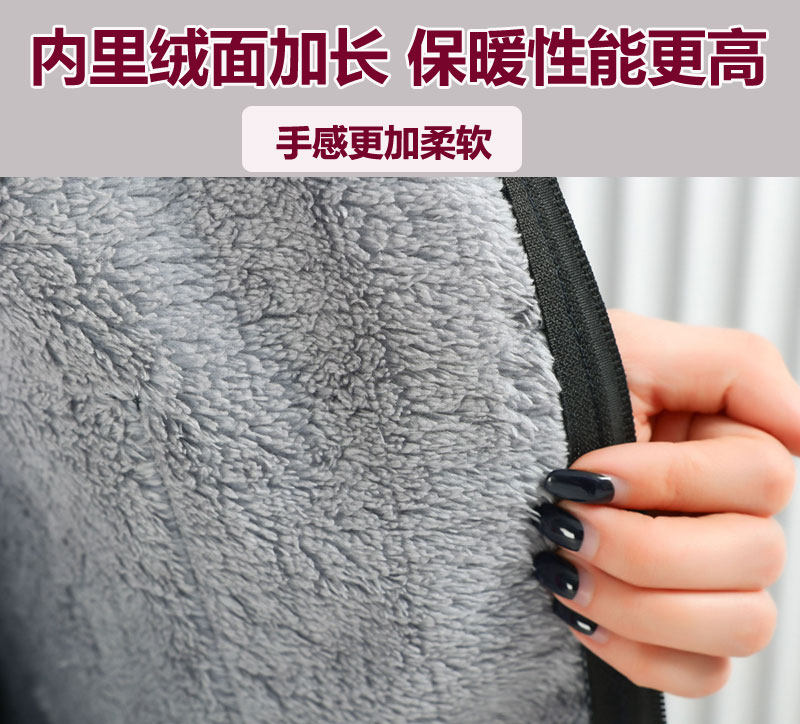 加绒加厚保暖外穿罩衣家务厨房上班女工作服时尚长袖围裙拉炼连帽