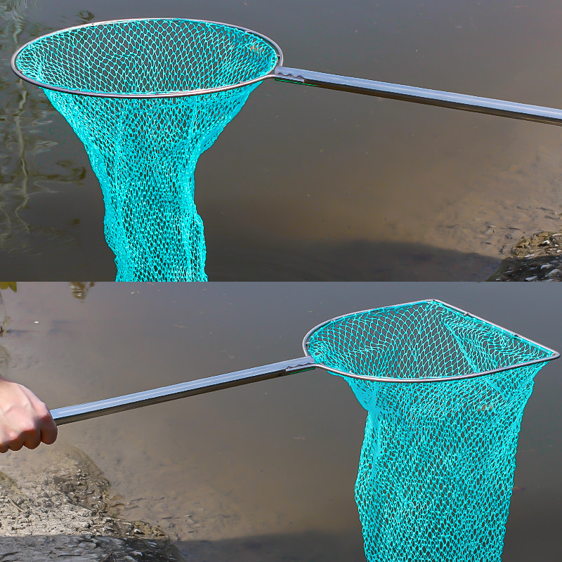 不锈钢长杆实心抄网头加厚加长抄杆渔具配件钓P鱼捞抄大物网圈定
