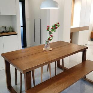 实木餐桌松木mo比恩餐桌长方形家用饭桌客厅餐书桌一体原木大桌子