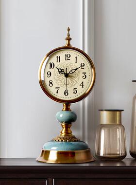 BX62欧式复古座钟客厅家用桌面时钟摆件钟表摆放台式美式轻奢