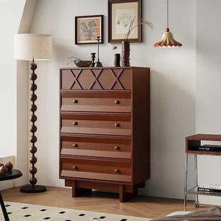 中古五斗柜实木客厅卧室收纳柜美式斗柜抽屉柜复古边柜木色玄关柜