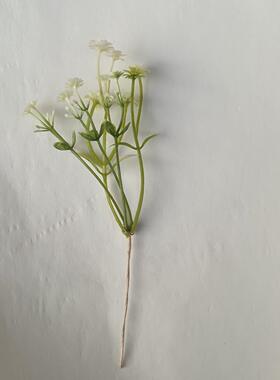 人造花塑料水草配件仿真花玫瑰花绿色秋色花丁花碗花托花杆配件