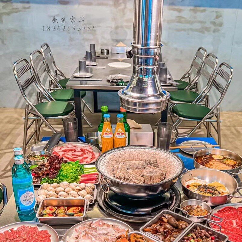 不锈钢火锅桌不锈钢烤肉桌下排烟上排烟烤肉桌定制无烟烤肉桌商用,商业/办公家具,烤肉桌,淘宝优惠券,粉丝福利购,淘宝优惠卷